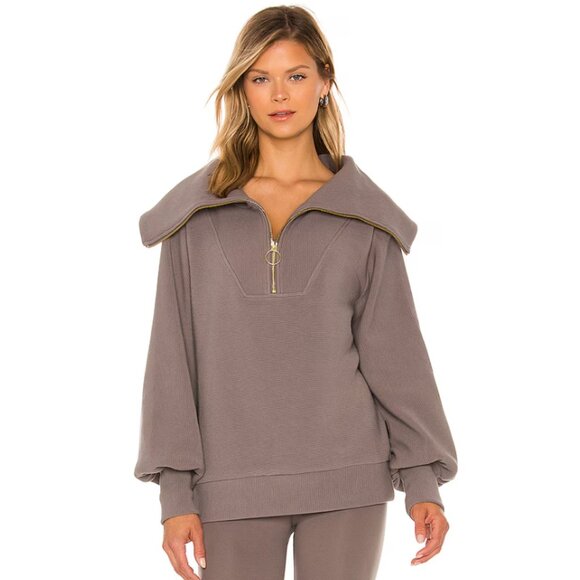 Varley Vine Oversized Half-Zip Pullover Rib Knit Charcoal Gray Women's Small - Picture 4 of 8